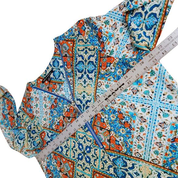 ZAC & RACHEL Mosaic Zip Up Boho Tunic Womens L Colorful Loose-Fitting Flattering - Picture 11 of 13